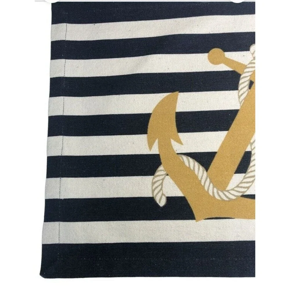 Anchor Nautical Placemats Navy White Stripes Set of 4 Beach Summer Machine Wash